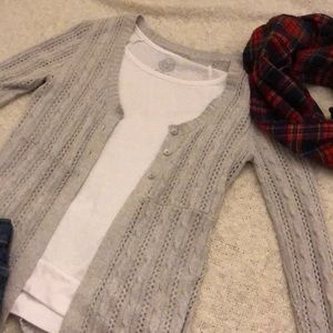 Grey cable knit cardigan